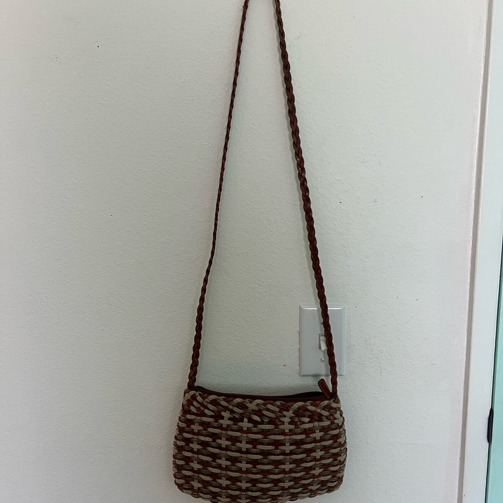 Brown Woven Crossbody Bag